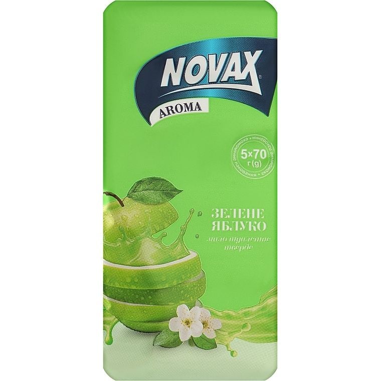Туалетне мило Novax Aroma Зелене яблуко 350 г (5 шт. х 70 г) - фото 1