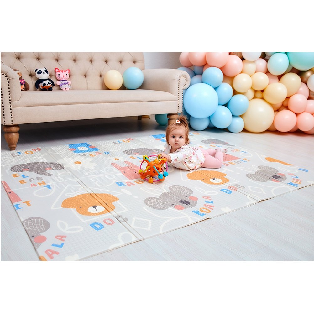 Дитячий двосторонній складний килимок Poppet Кольорові звірята та Іграшкові коники, 150х200х0,8 см (PP016-150H) - фото 5