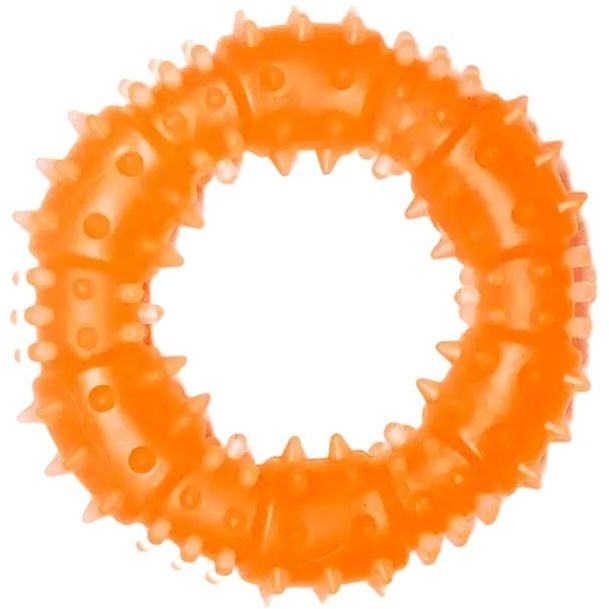 Іграшка для собак Fox Кільце з шипами, з ароматом ванілі, 9 см, помаранчева - фото 1