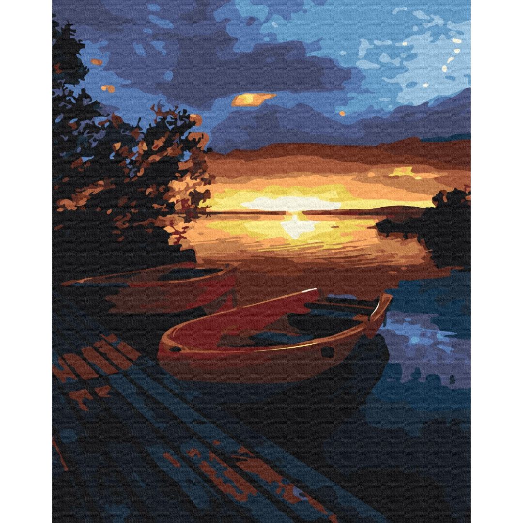 Картина за номерами Красивий захід сонця на озері Brushme 40x50 см різнокольорова 000276778 - фото 1