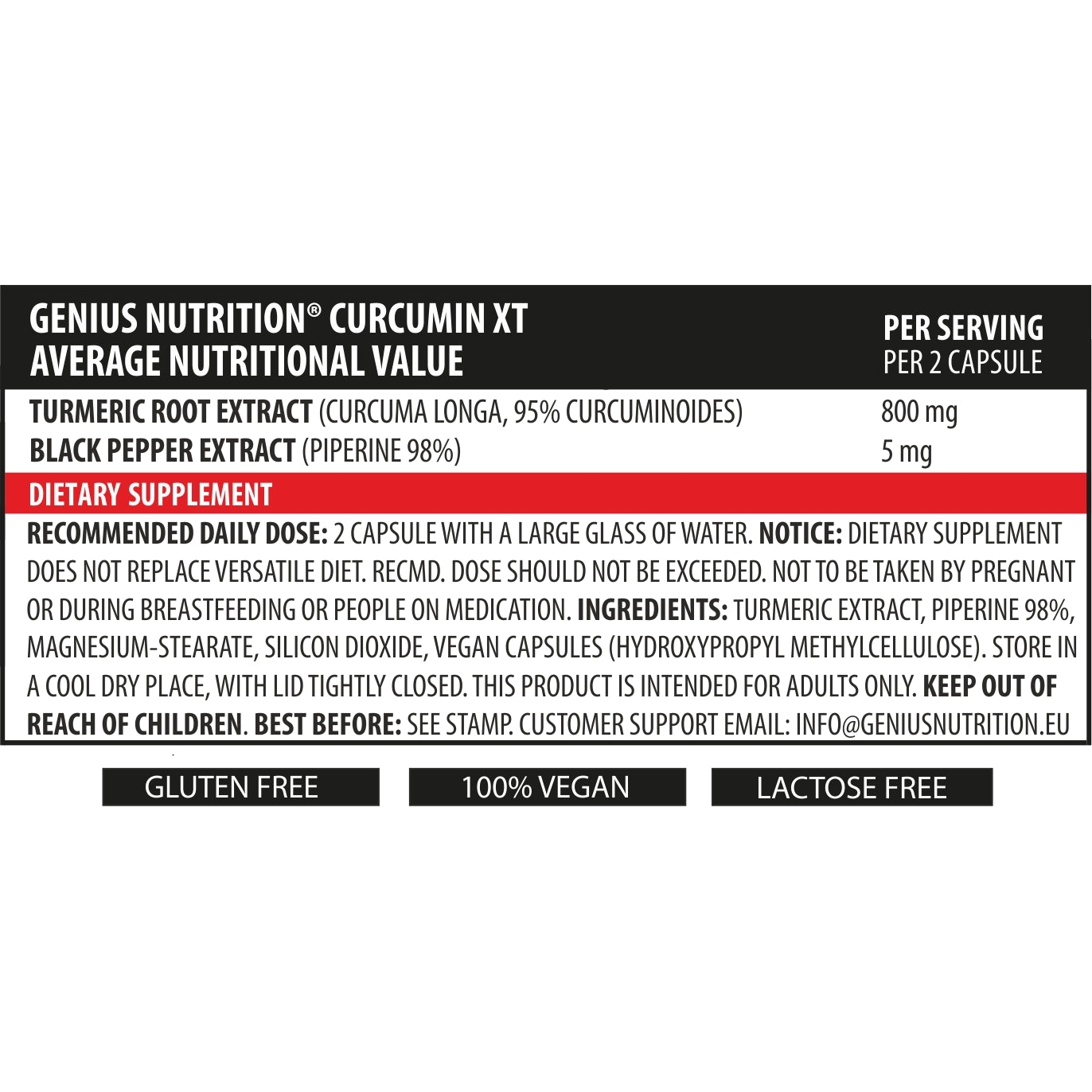 Натуральная добавка Genius Nutrition Curcumin-XT 90 капсул - фото 2