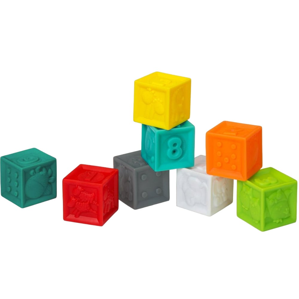 Силіконові кубики Infantino Squeeze & Stack Block Set Яскраві розвивашки (315238) - фото 1