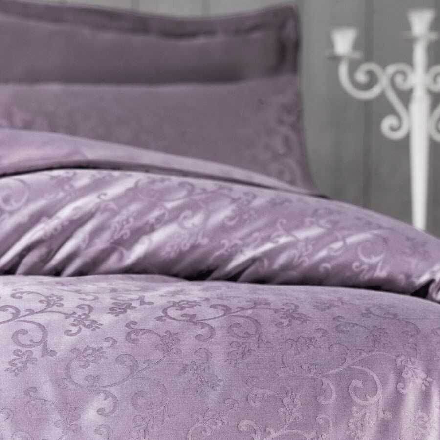Комплект постельного белья Victoria Deluxe Jacquard Sateen Rimma, 200x220, сатин, жаккард, лиловый (2200000548818) - фото 2