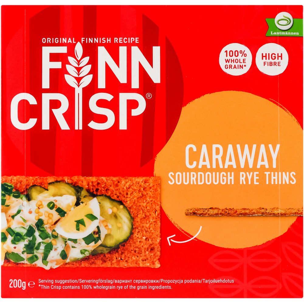 Хлібці Finn Crisp Caraway Житні з кмином 200 г (28298) - фото 1