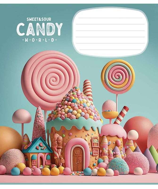 Зошит загальний Школярик Candy world у косу лінію 12 аркушів 30 шт. (012-3266C) - фото 4