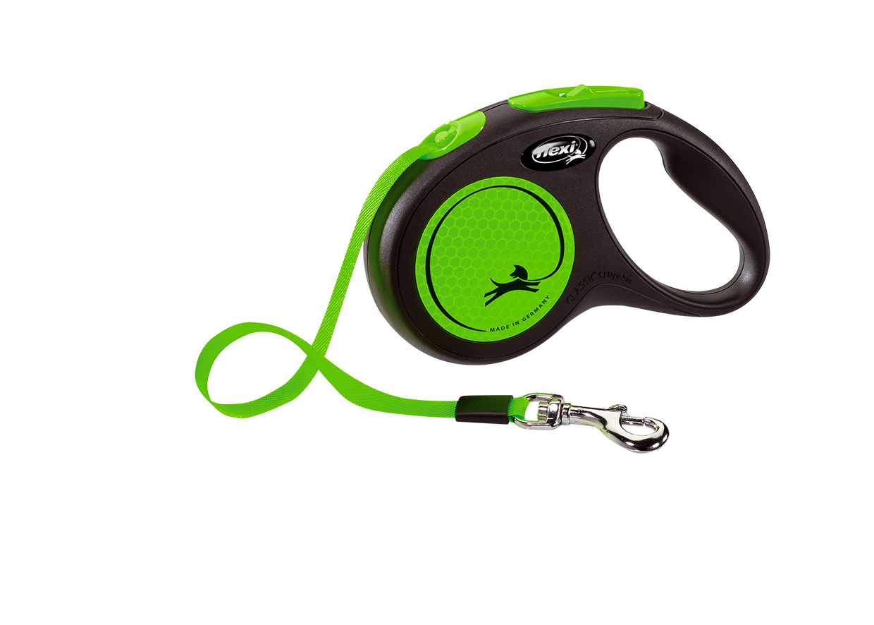 Фото - Повідець Flexi -рулетка  Neon S, для собак до 15 кг, стрічка 5 м, зелений (C 