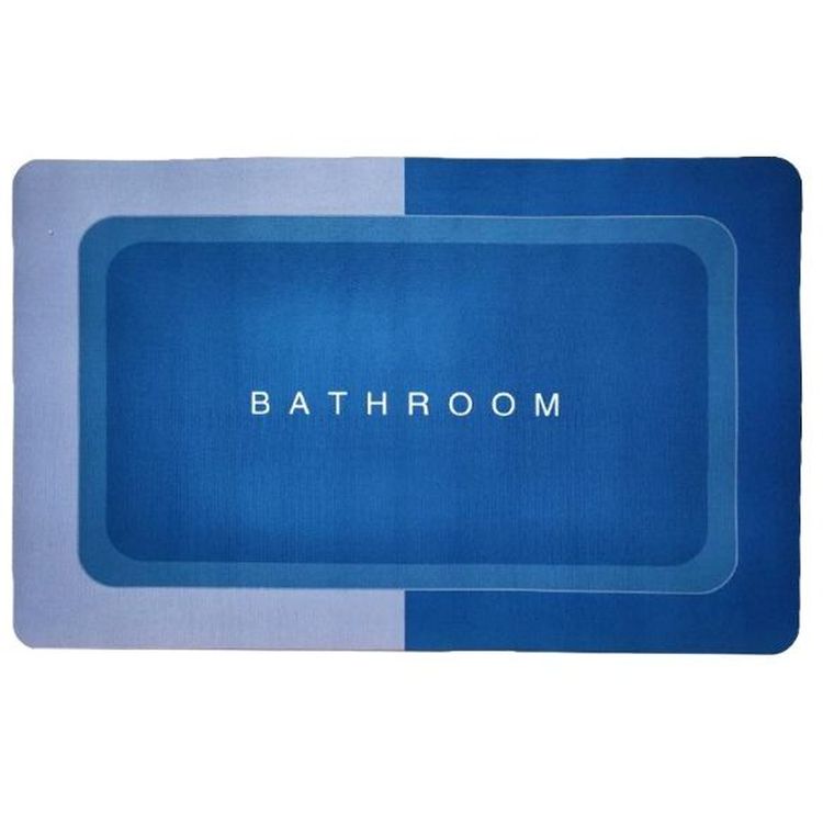 Коврик суперпоглащающий в ванную Stenson 60x40 см прямоугольный серо-темно-синий (26268) - фото 1