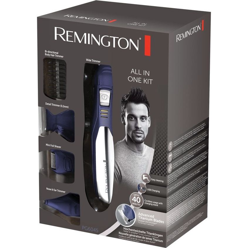 Набор для стрижки Remington All In One для бороды, усов, головы и тела сине-серебристый (PG6045) - фото 11