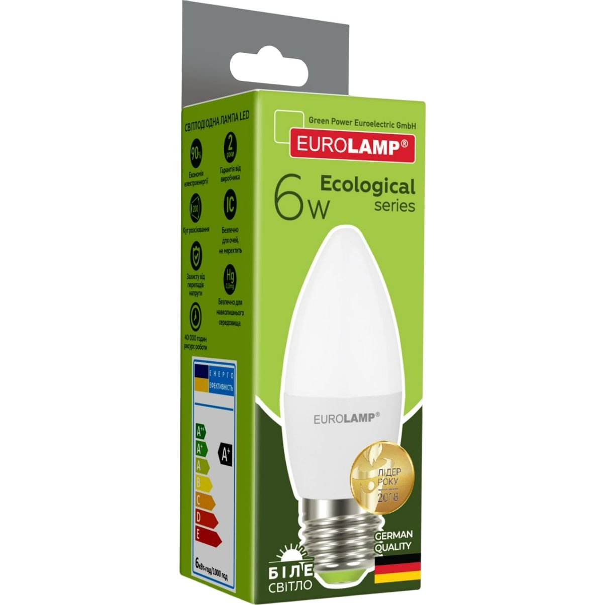 Светодиодная лампа Eurolamp LED Ecological Series, CL 6W, E27, 4000K (LED-CL-06274(P)) - фото 4