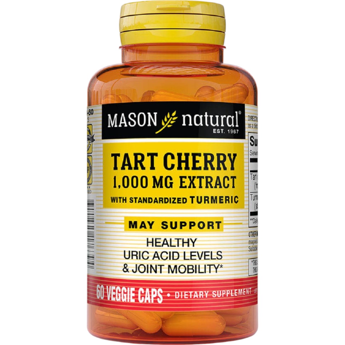 Екстракт терпкої вишні з куркумою Mason Natural Tart Cherry Extract With Turmeric 1000 мг 60 вегетаріанських капсул - фото 1