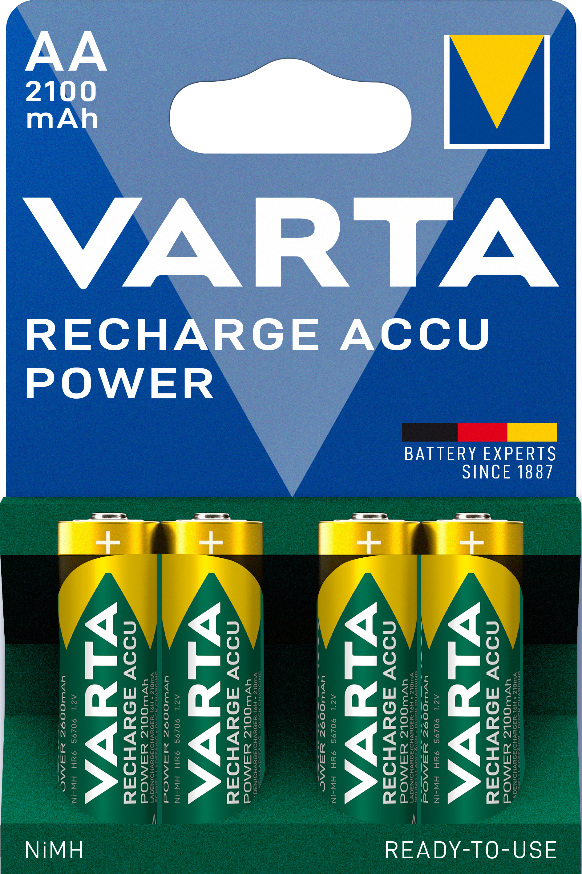 Аккумулятор Varta ACCU AA 2100mAh Bli 4 (ready 2 use), 4 шт. (56706101404) - фото 1
