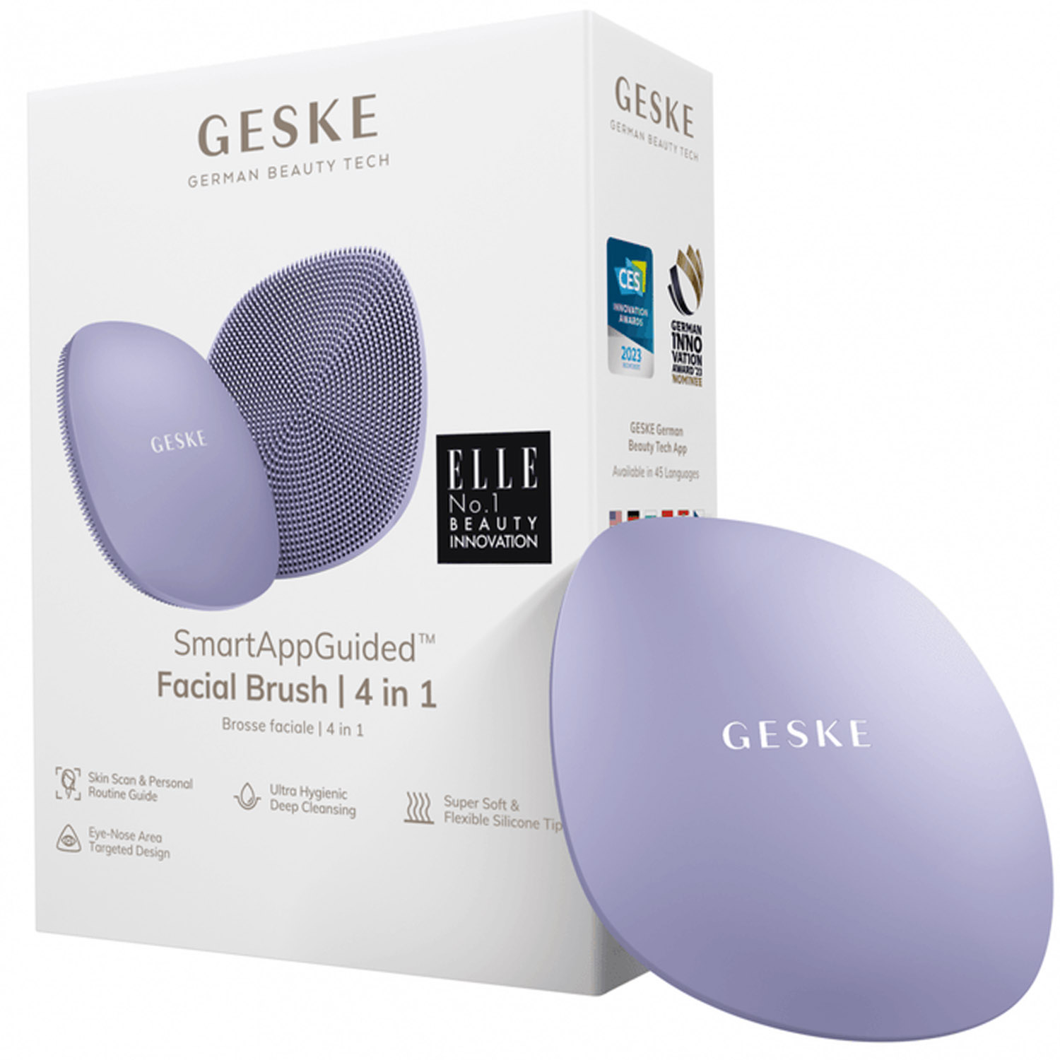 Щітка для обличчя GESKE Facial Brush 4 в 1 фіолетова - фото 1