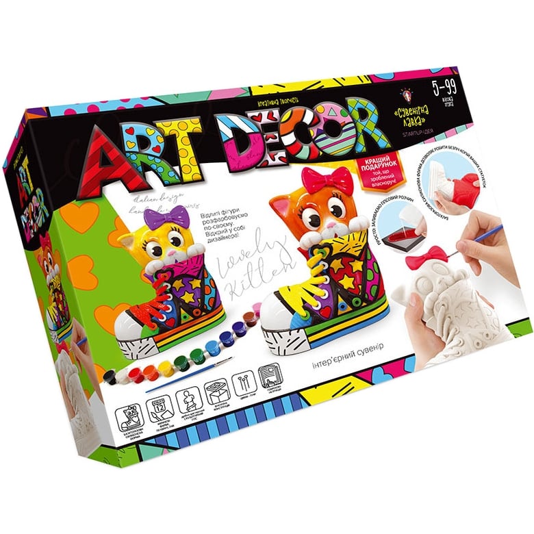 Набір креативної творчості Danko Toys Art Decor ARTD-01 укр, розфарбуй фігурку Кошеня - фото 1