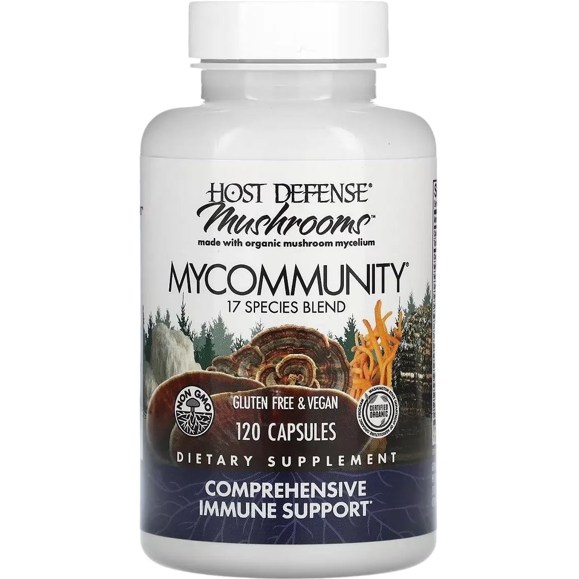 Поддержка иммунитета комплекс из 17 грибов Fungi Perfecti Mushrooms Comprehensive Immune Support 120 капсул - фото 1