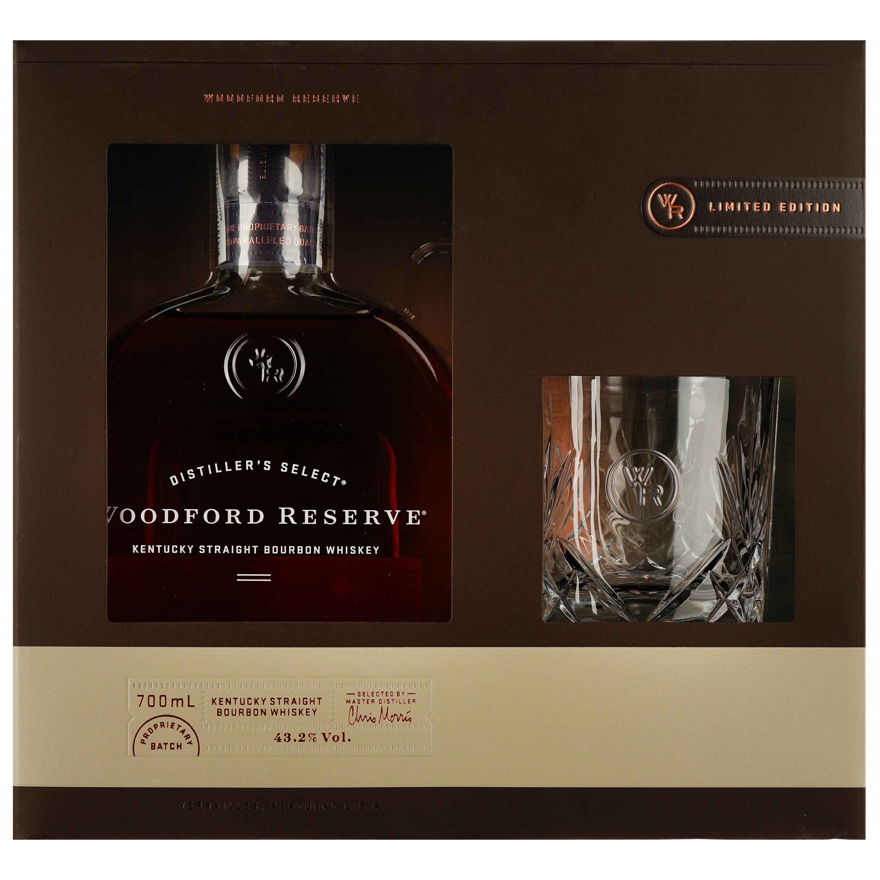Виски Woodford Reserve + стакан, 43,2%, 0,7 л (778637) - фото 1