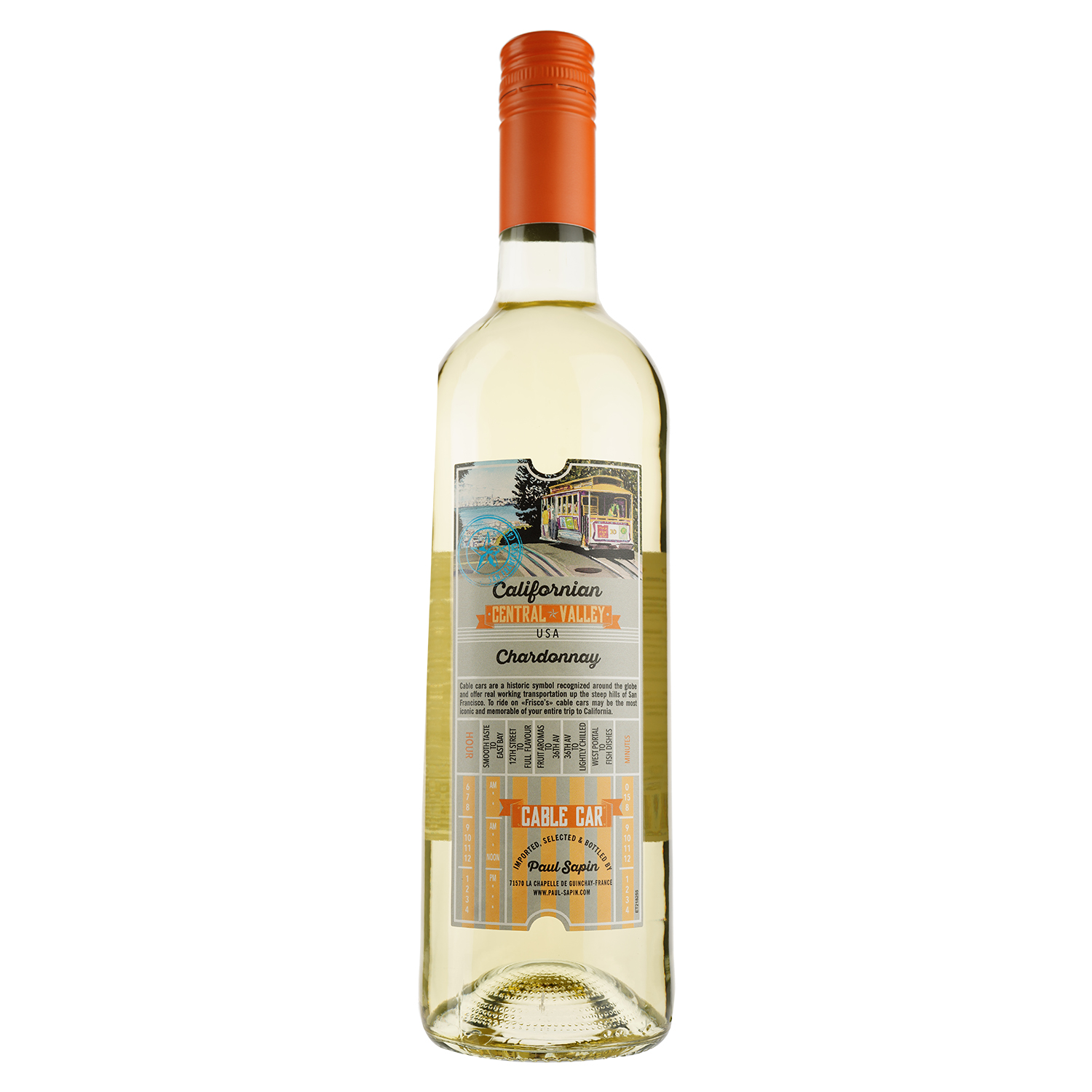 Вино Cable Car Chardonnay, біле, сухе, 13-15%, 0,75 л - фото 1