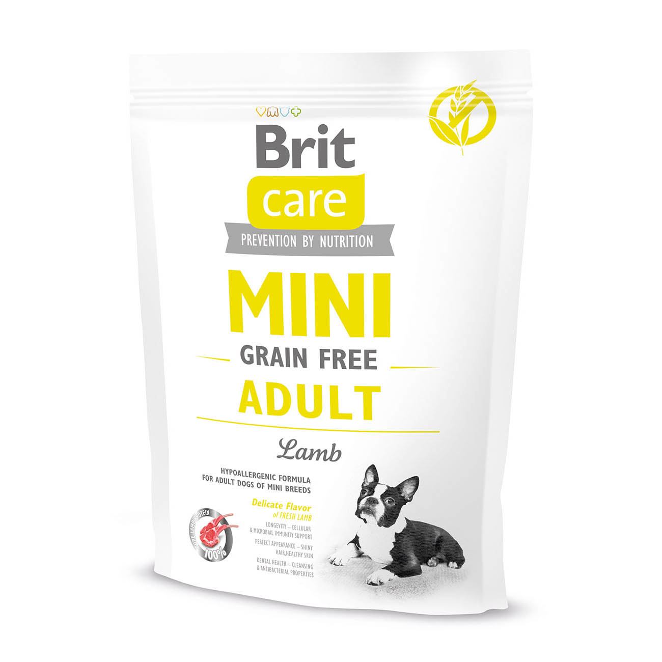 Беззерновий сухий корм для собак мініатюрних порід Brit Care GF Mini Adult Lamb, з ягням, 0,4 кг - фото 1