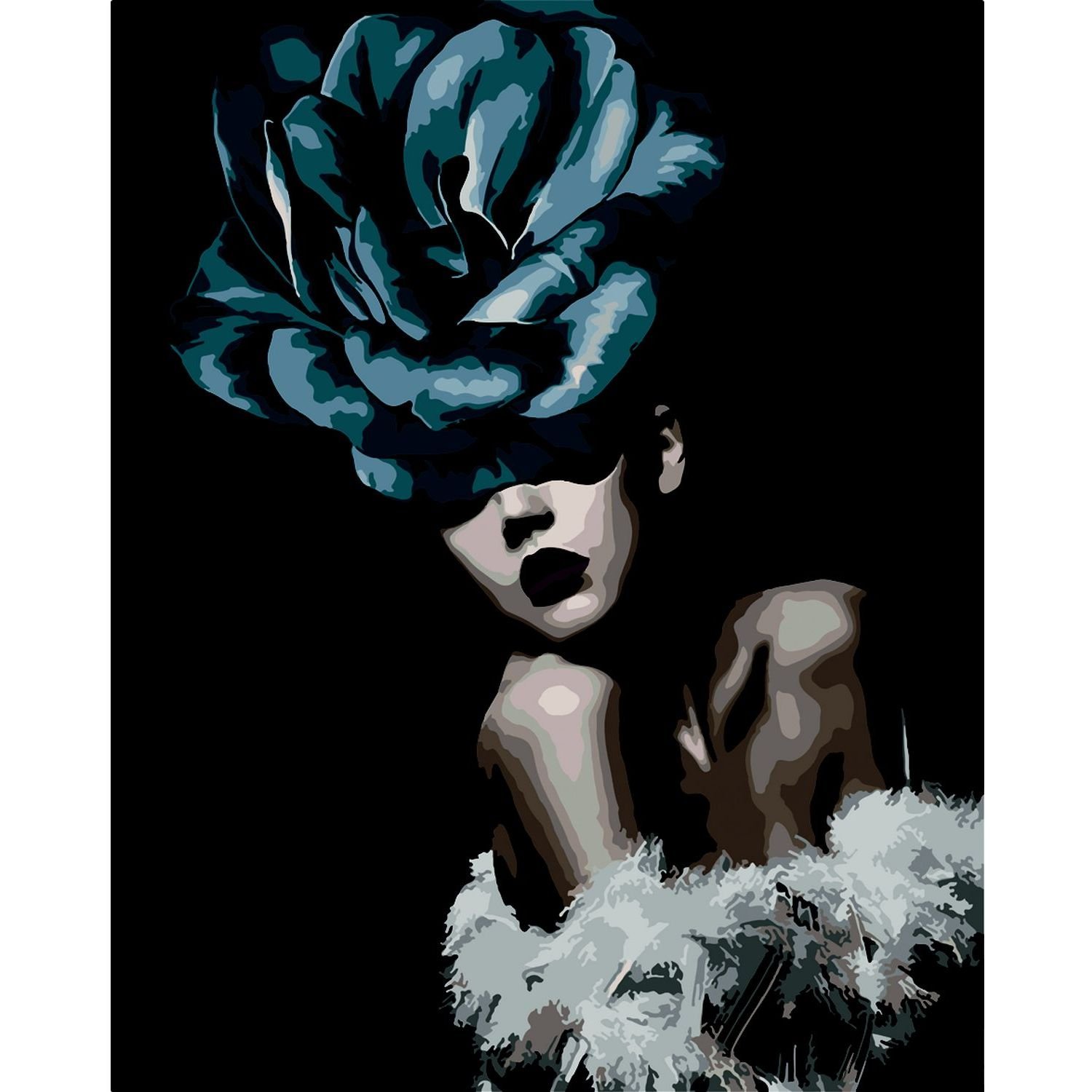 Картина по номерам ZiBi Art Line Девочка с черной розой 40х50 см (ZB.64226) - фото 1