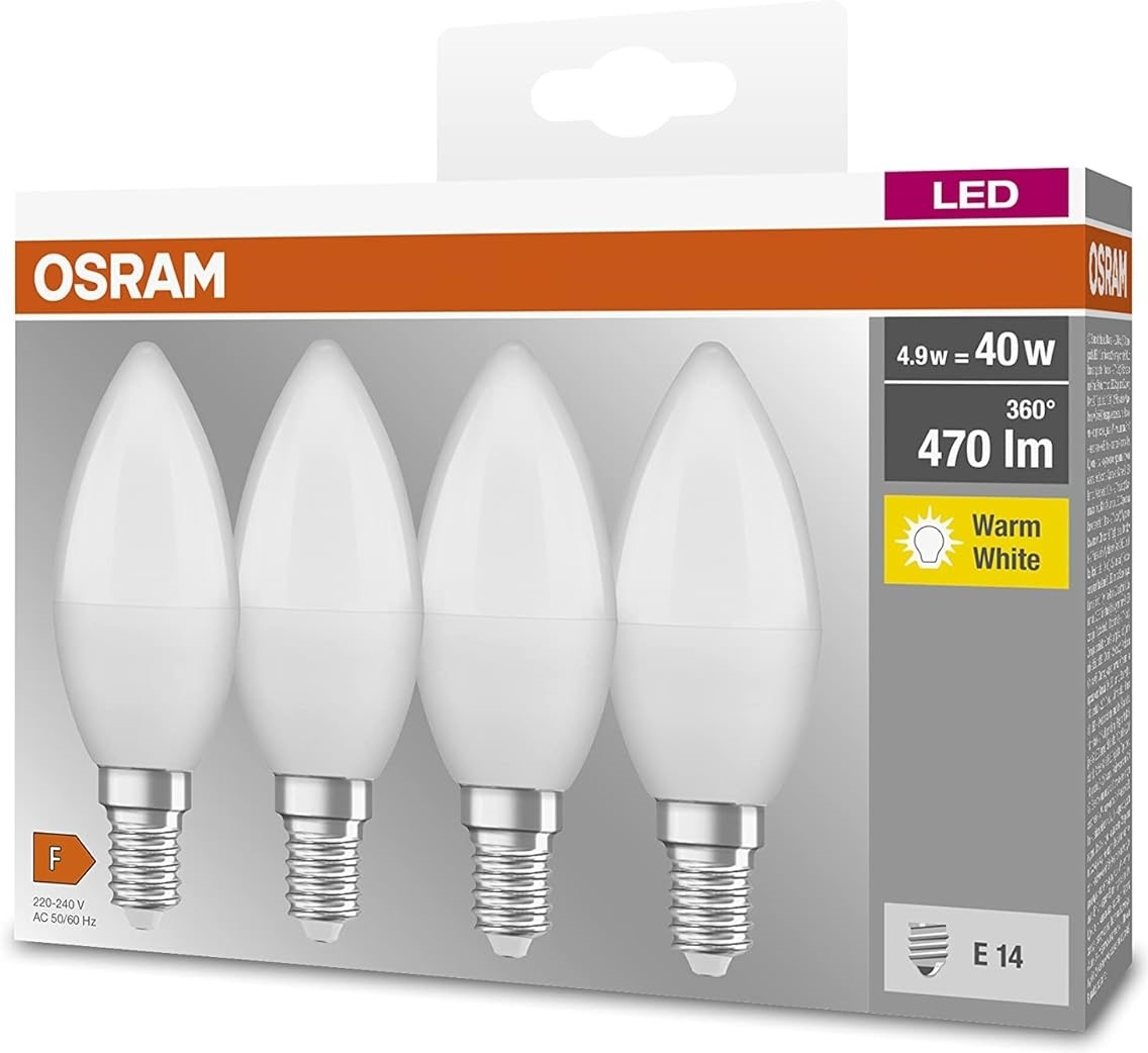 Набор ламп Osram LED E14 4.9W 4000К 470Lm B40 4 шт. (4058075819474) - фото 6