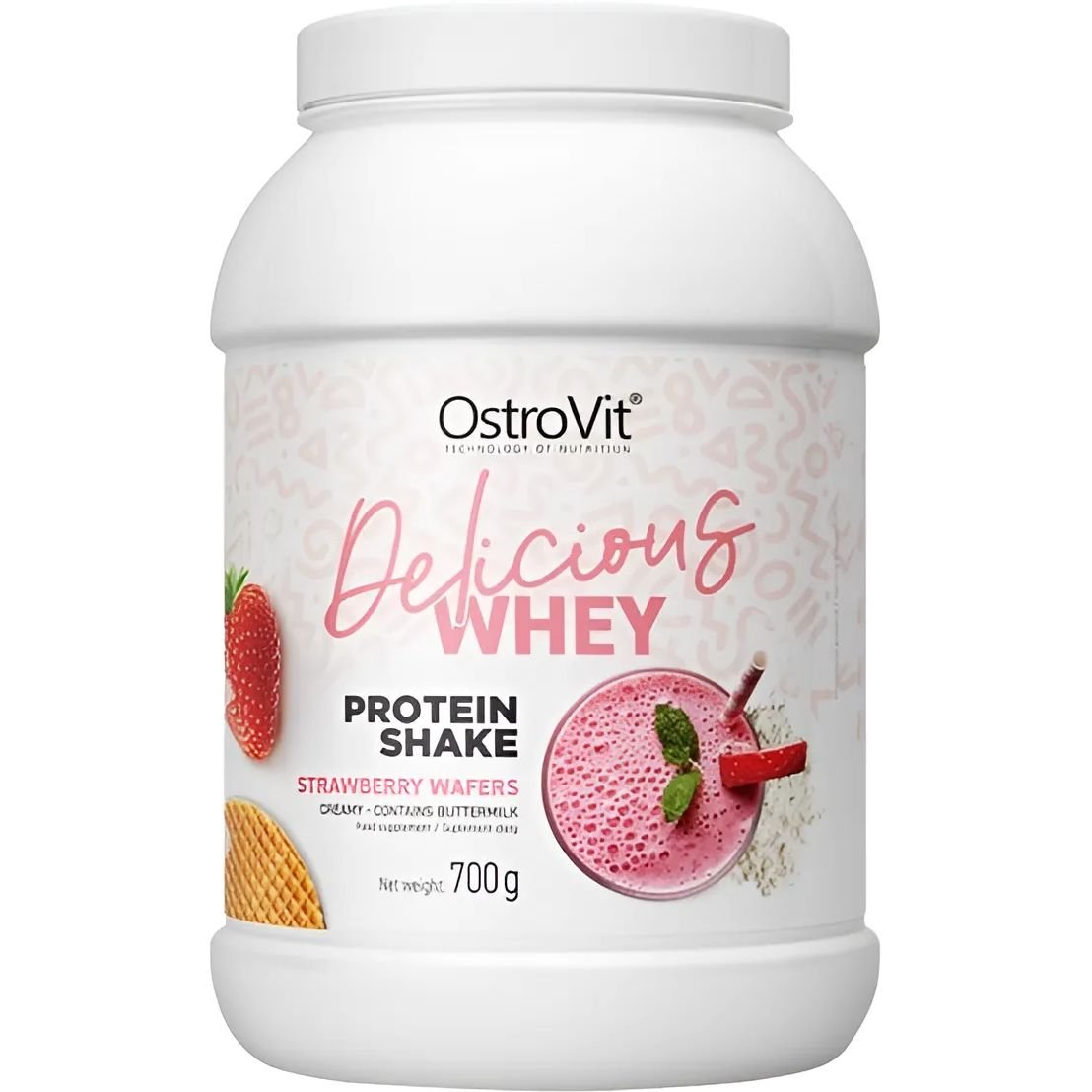 Протеин OstroVit Delicious Whey Strawberry Wafers 700 г - фото 1
