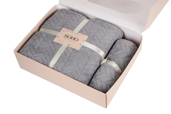 Набор полотенец Soho Cold gray, в коробке, 35х75 см +70х140 см, 2 шт., серый (1173К) - фото 3