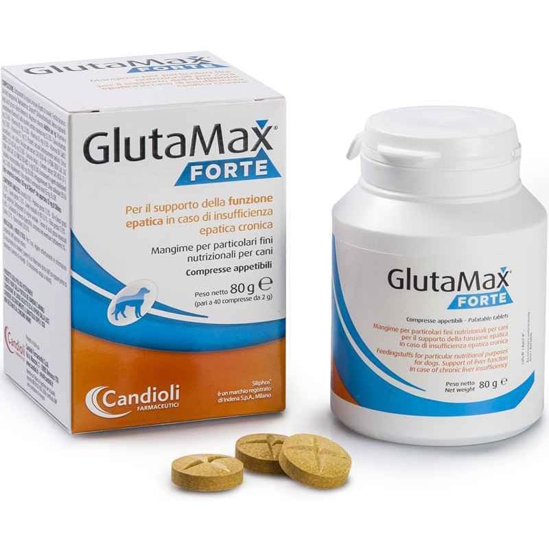 Дієтична добавка Candioli GlutaMax Forte для підтримки печінки при хронічній печінковій недостатності у собак, 10 таблеток - фото 1