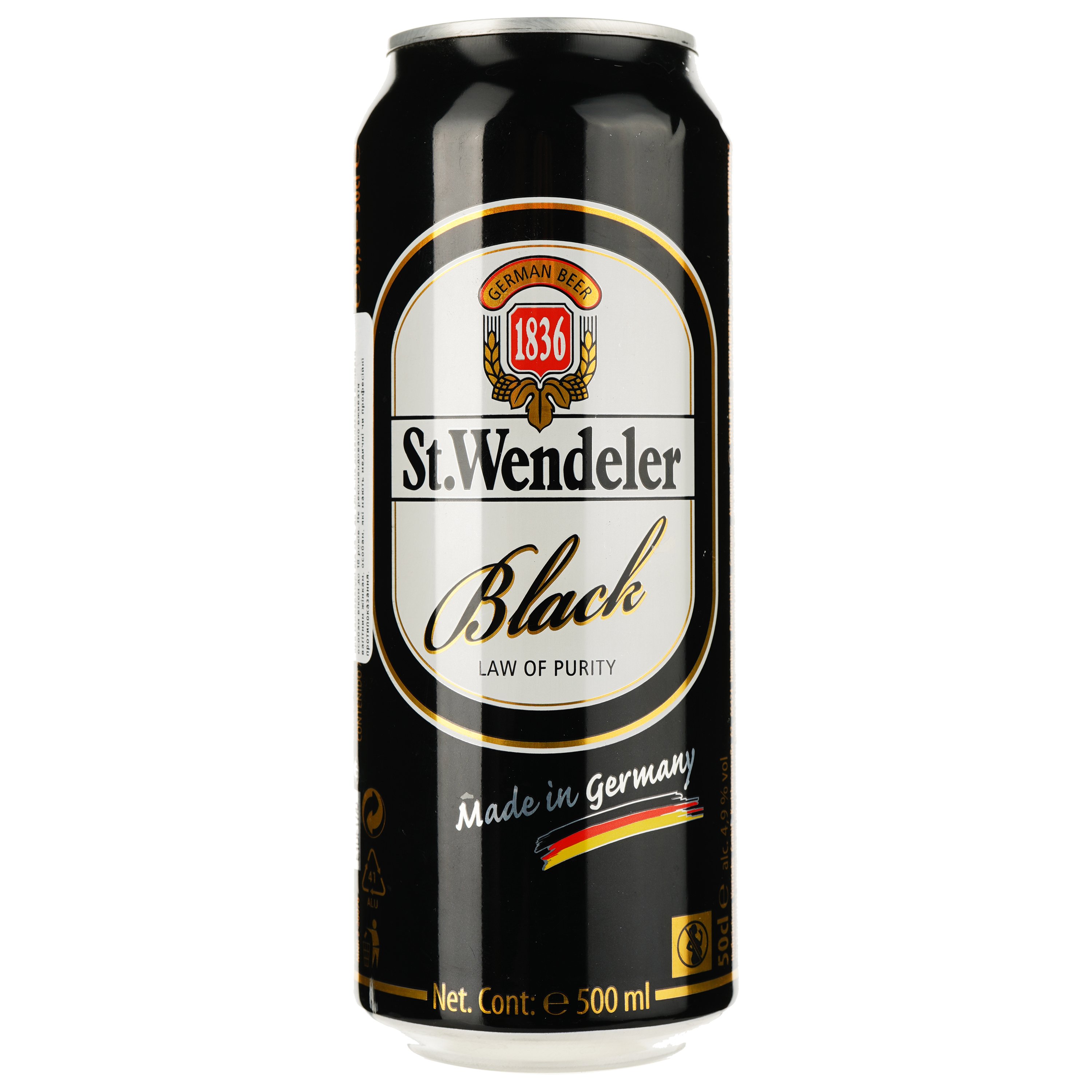 Пиво St.Wendeler Black темное 4.9% 0.5 л ж/б - фото 1