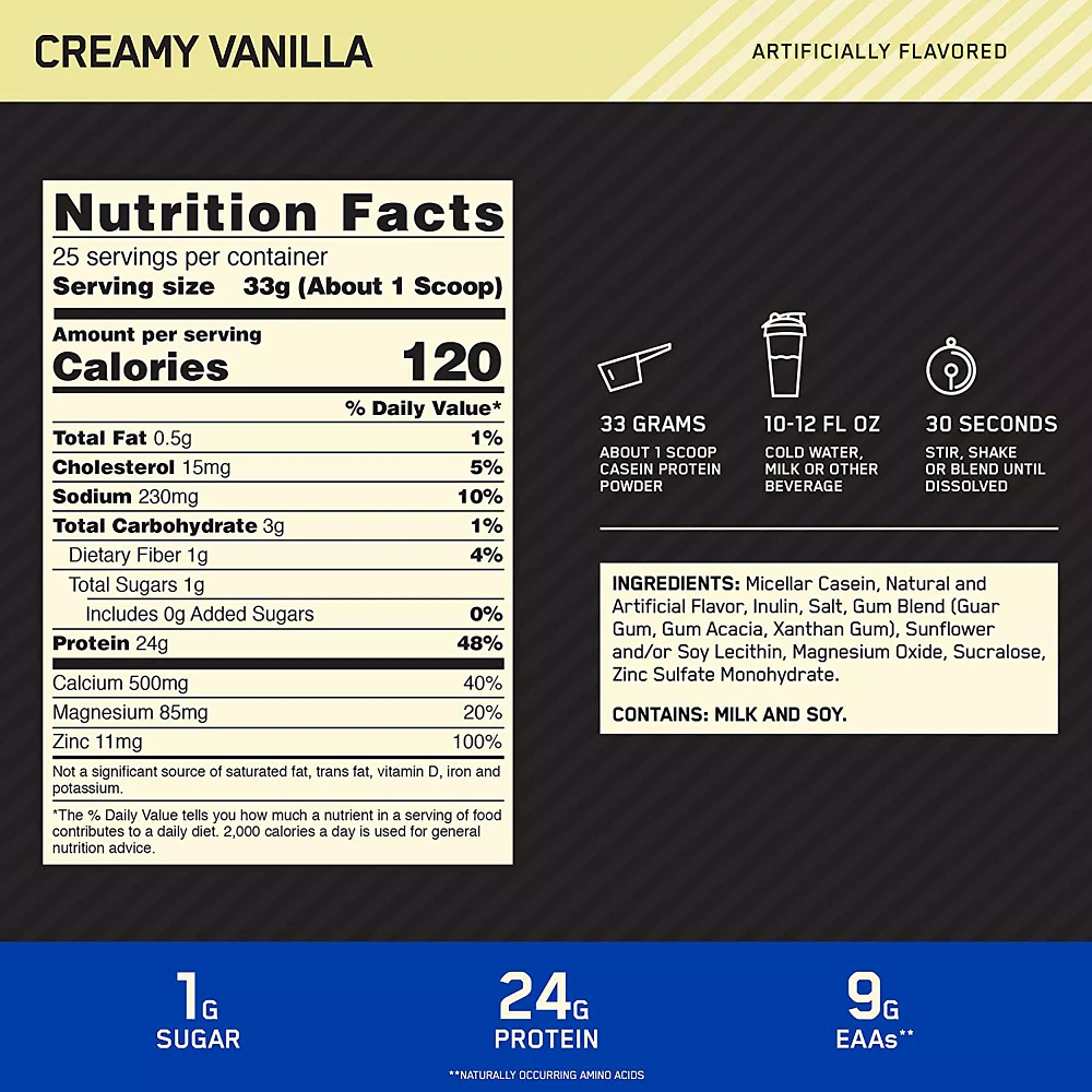 Протеин Optimum Nutrition100% Casein Protein Vanilla 825 г - фото 4