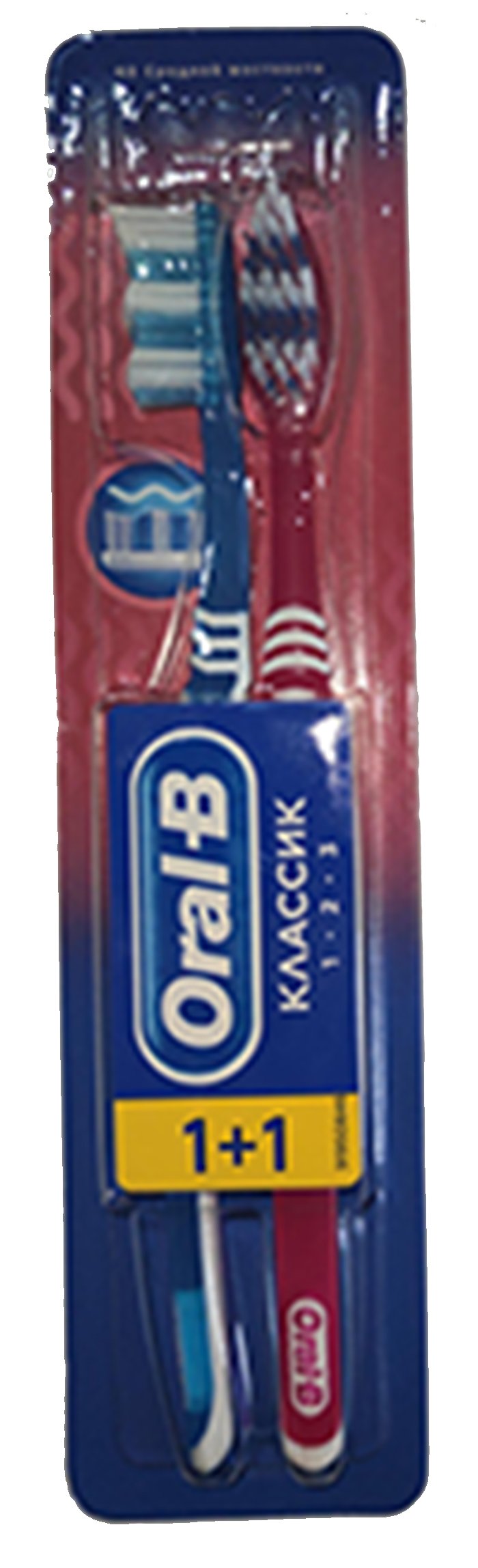 Зубная щетка Oral-B 3-Effect Classic, средняя, малиновый с синим, 2 шт. - фото 1