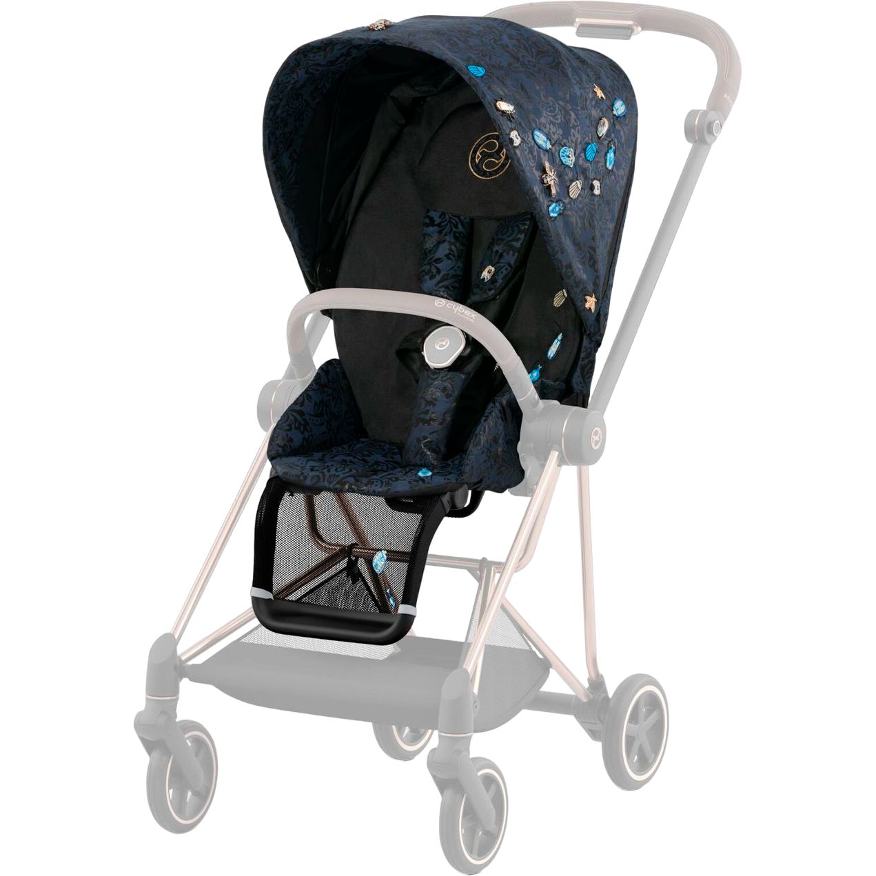 Люлька Cybex Mios Lux R Jewels of Nature + Текстиль для прогулочного блока Cybex Mios Jewels of Nature + Шасси для коляски Cybex Mios LS RBA Chrome Black - фото 7