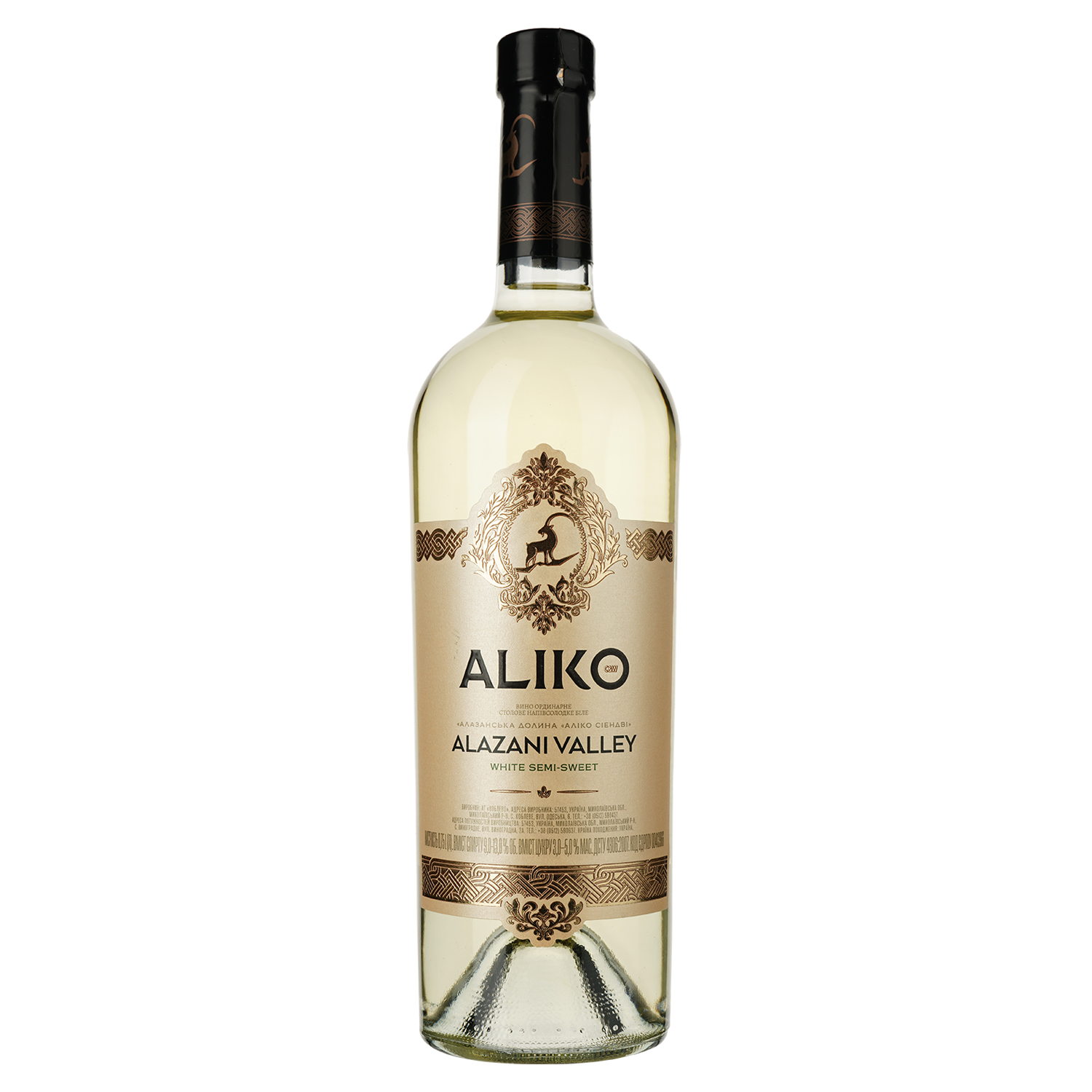 Вино Aliko Алазанская долина, белое, полусладкое, 9-13%, 0,75 л - фото 1