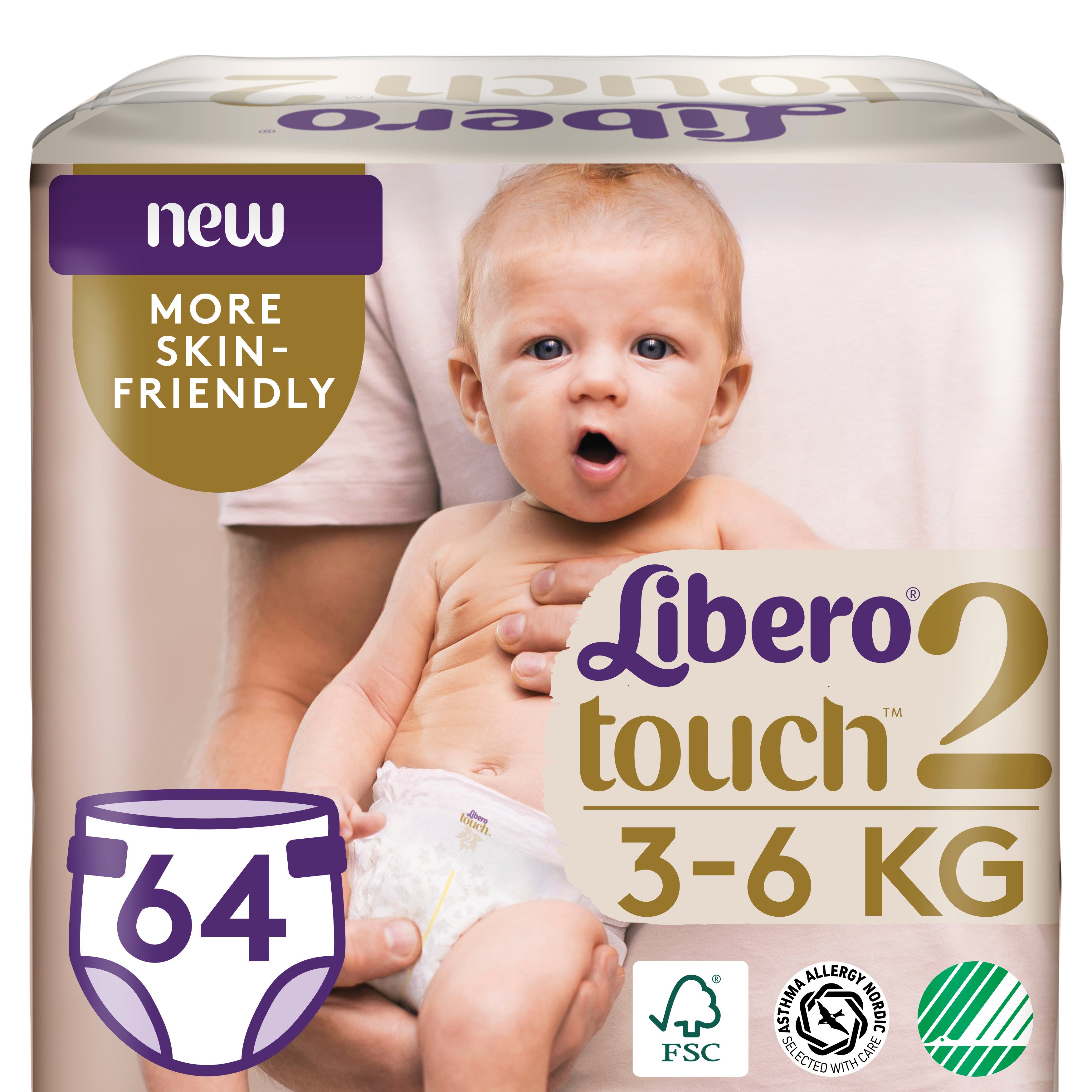 Подгузники Libero Touch 2 (3-6 кг), 64 шт. - фото 1