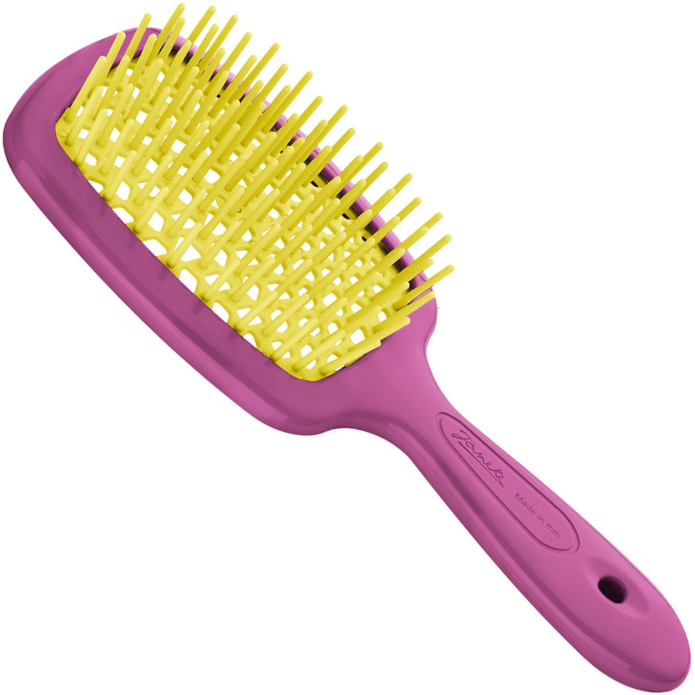 Щітка для волосся Janeke Small Superbrush, 17,5х7 см, рожева з жовтим - фото 1
