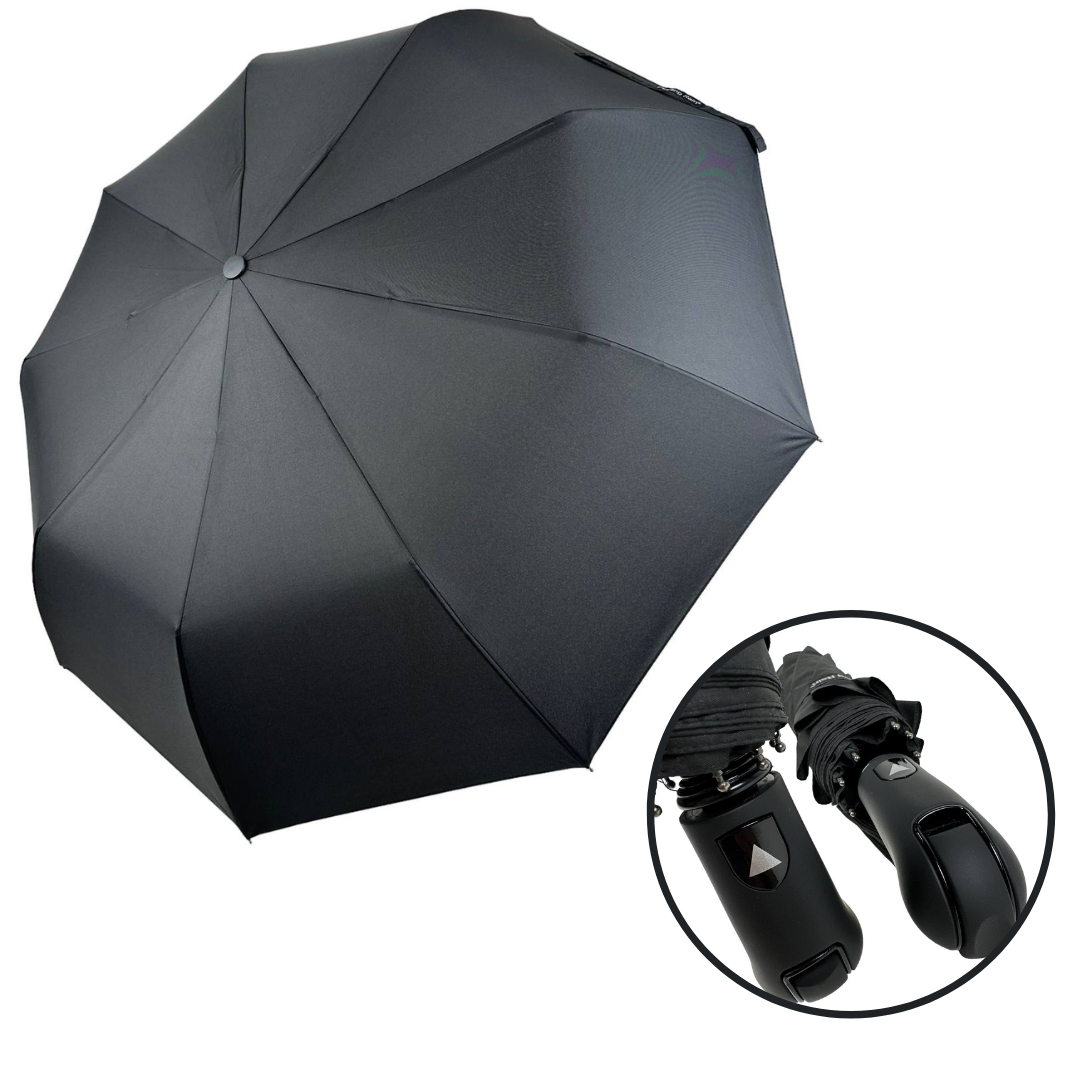Мужской складной зонтик полуавтомат Feeling Rain 100 см черный - фото 4