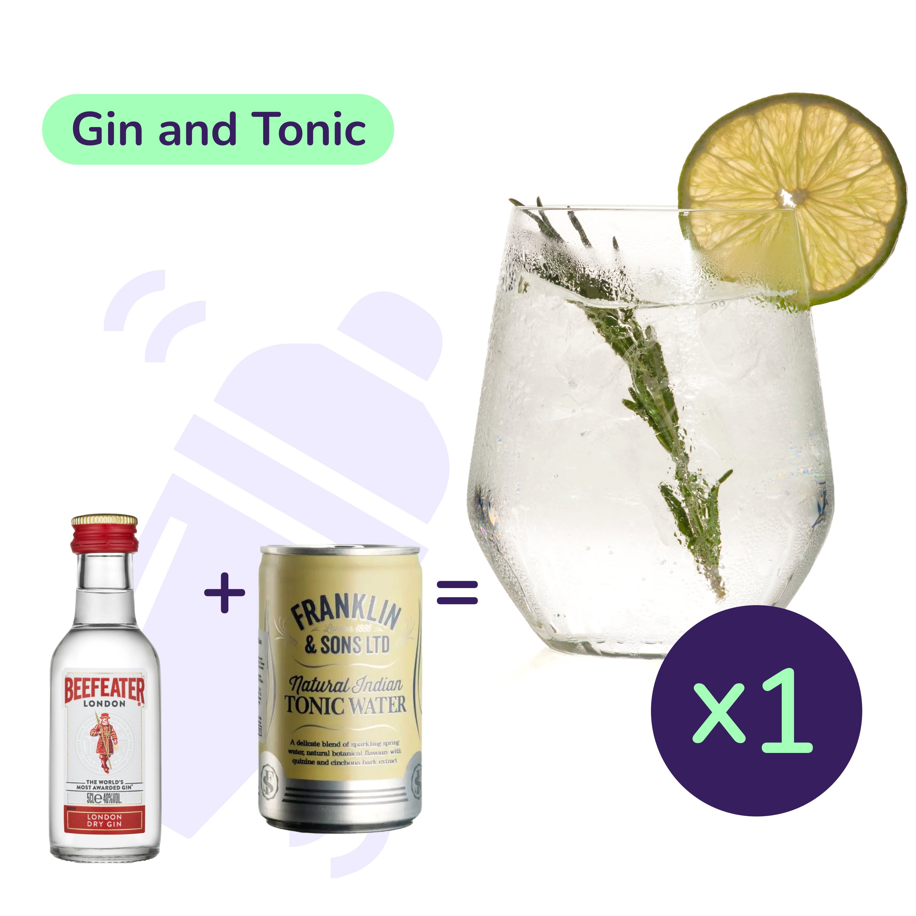 Коктейль Gin and Tonic (набір інгредієнтів) х1 на основі Beefeater - фото 1