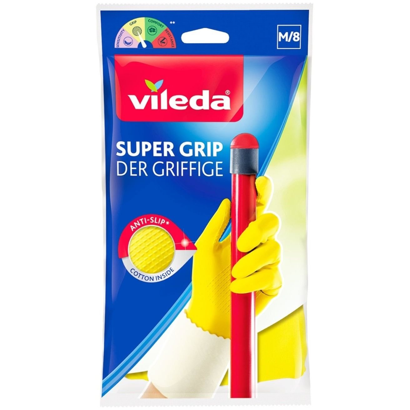 Перчатки для хозяйственных работ Vileda Super Grip, размер М (8001940003351) - фото 1