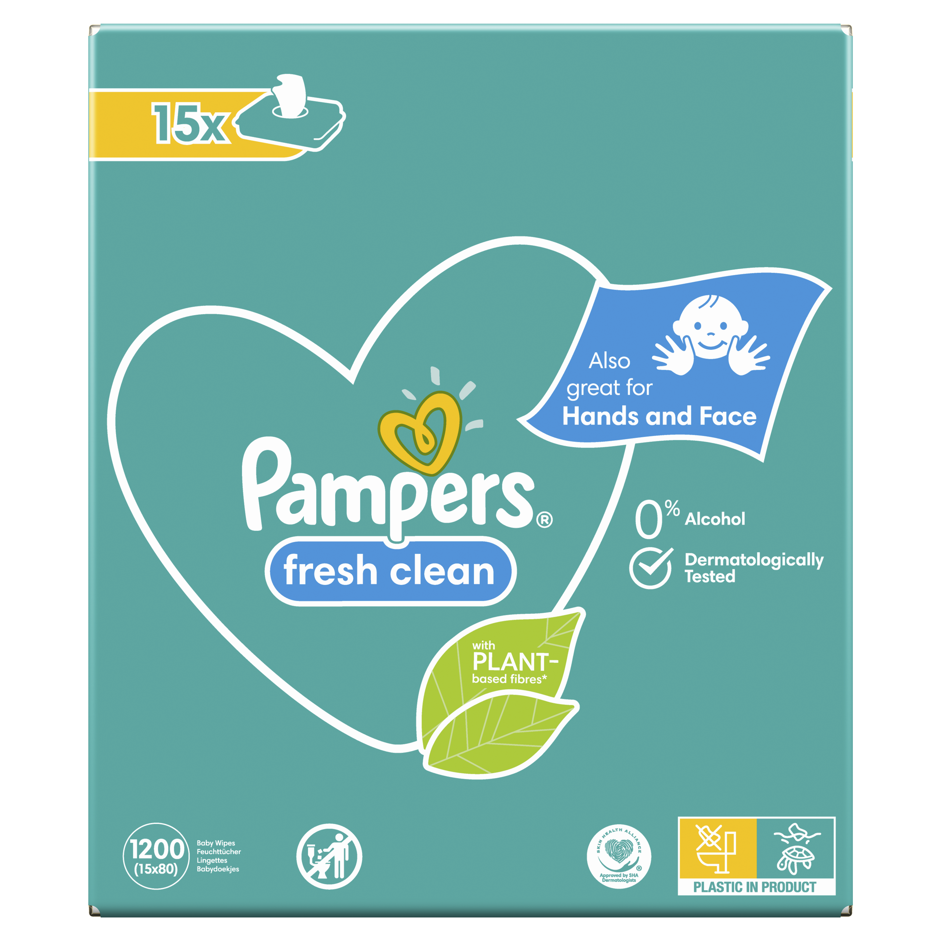 Набор детских влажных салфеток Pampers Baby Fresh Clean, 1200 шт. (15 упаковок по 80 шт.) - фото 6