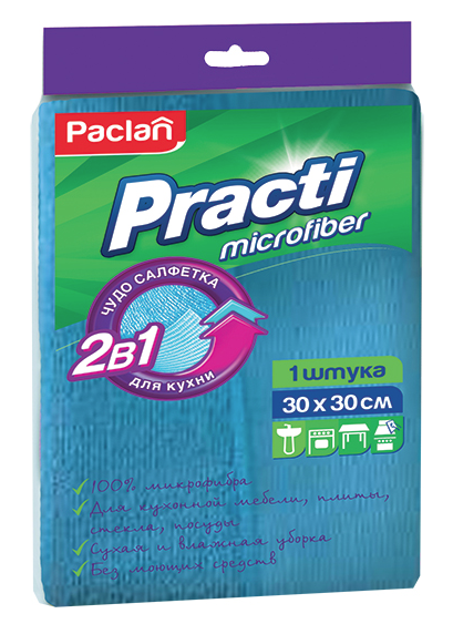 Тряпка для кухни Paclan 2 в 1 Practi, микрофибра, 1 шт. - фото 1