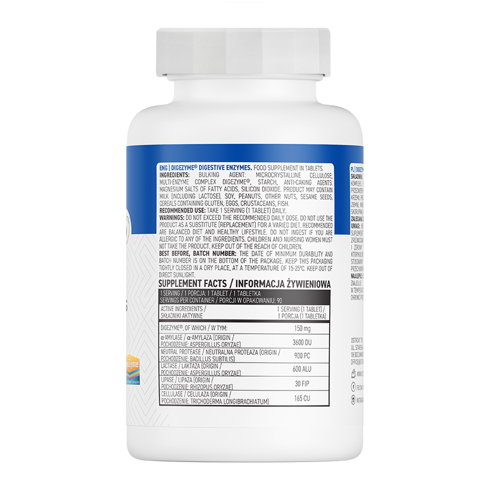 Пищеварительные ферменты OstroVit Digezyme Digestive Enzymes 90 таблеток - фото 2