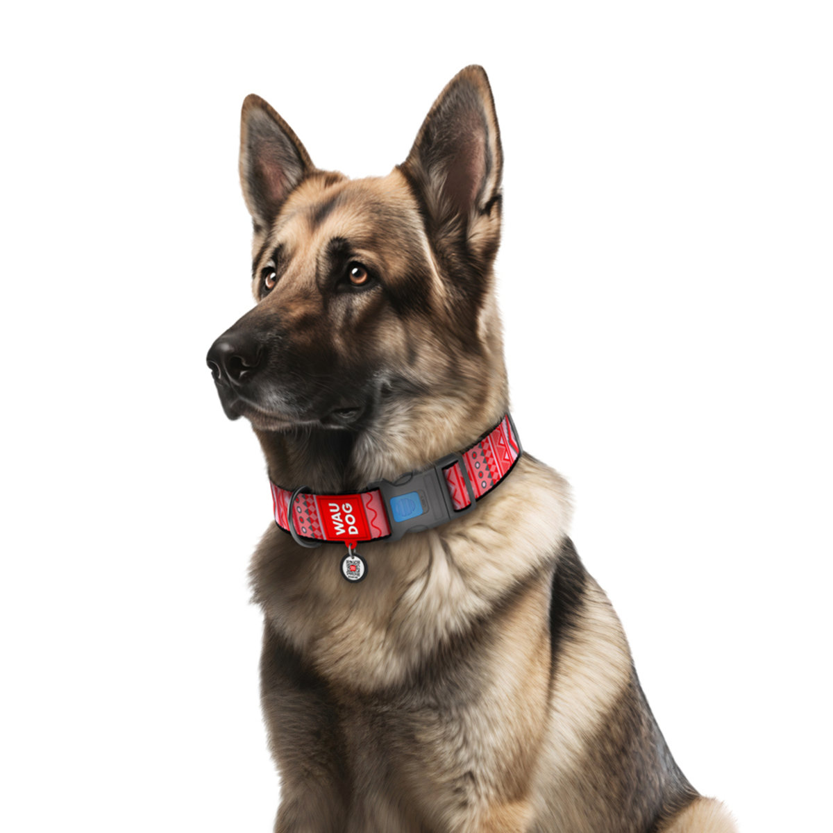 Ошейник для собак Waudog Nylon с QR паспортом, Этно красный, пластиковый фастекс, XXL, 46-70х3,5 см - фото 3