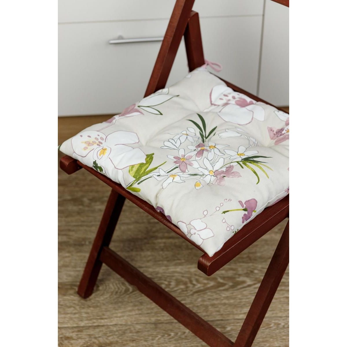Подушка на стул Прованс Орхидея, 40х40 см, бежевая (30942) - фото 2