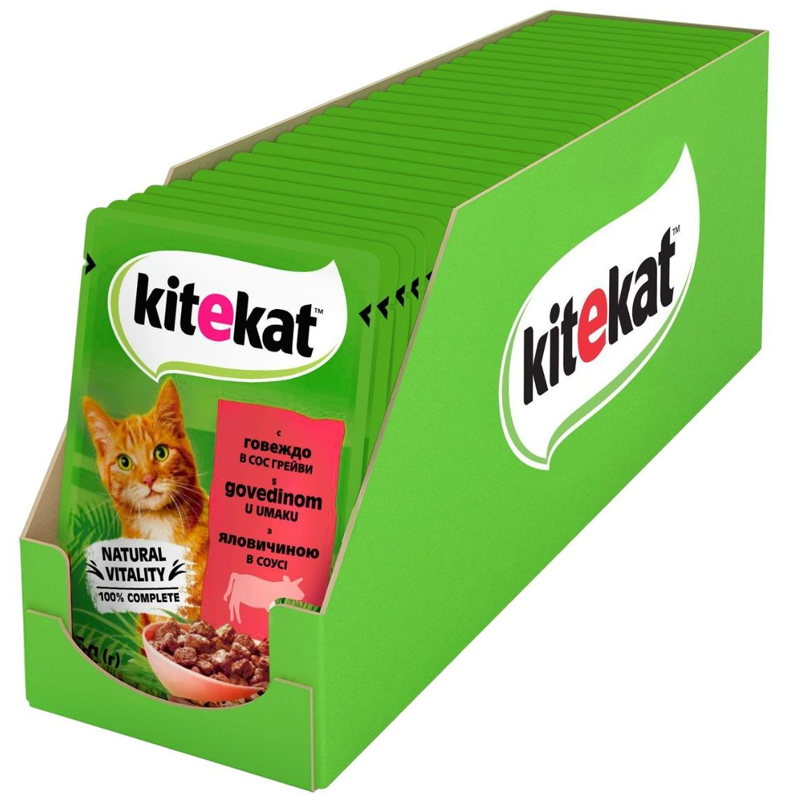 Вологий корм для котів Kitekat, з яловичиною в соусі, 85 г - фото 2