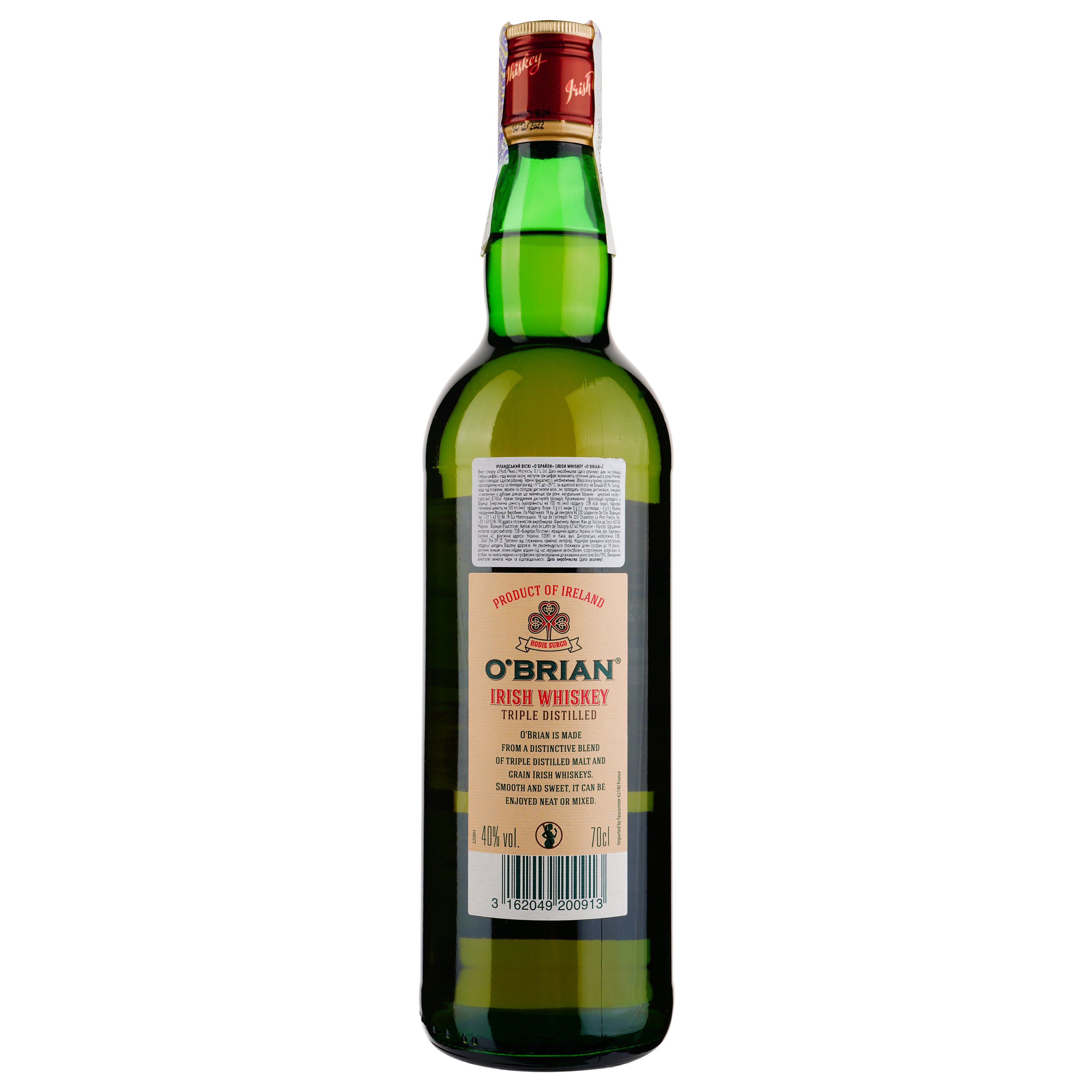 Виски O'Brian Blended Irish Whisky 40 % 0.7 л - фото 2
