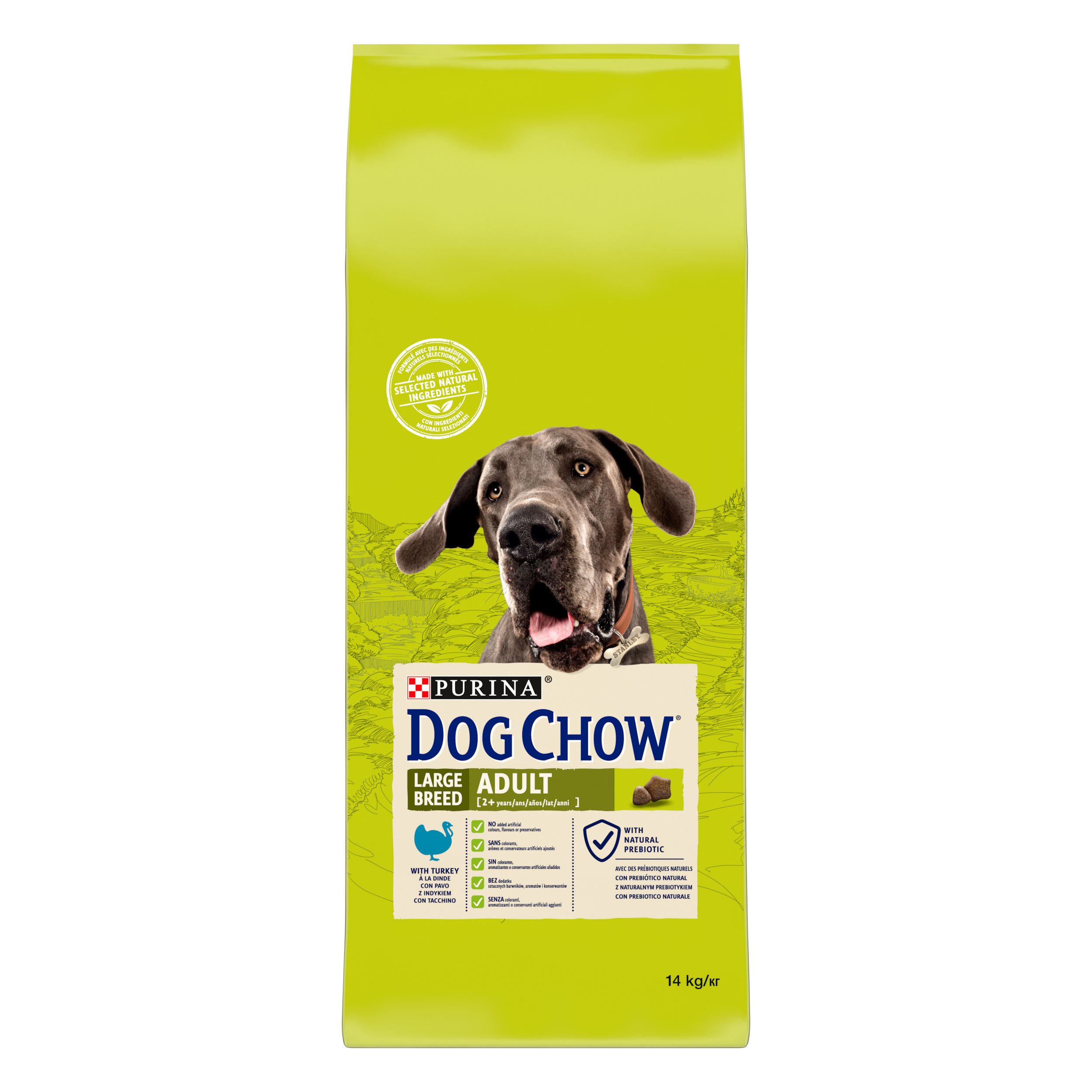 Сухой корм для собак больших пород Dog Chow Large Breed Adult 2+, с индейкой, 14 кг - фото 1