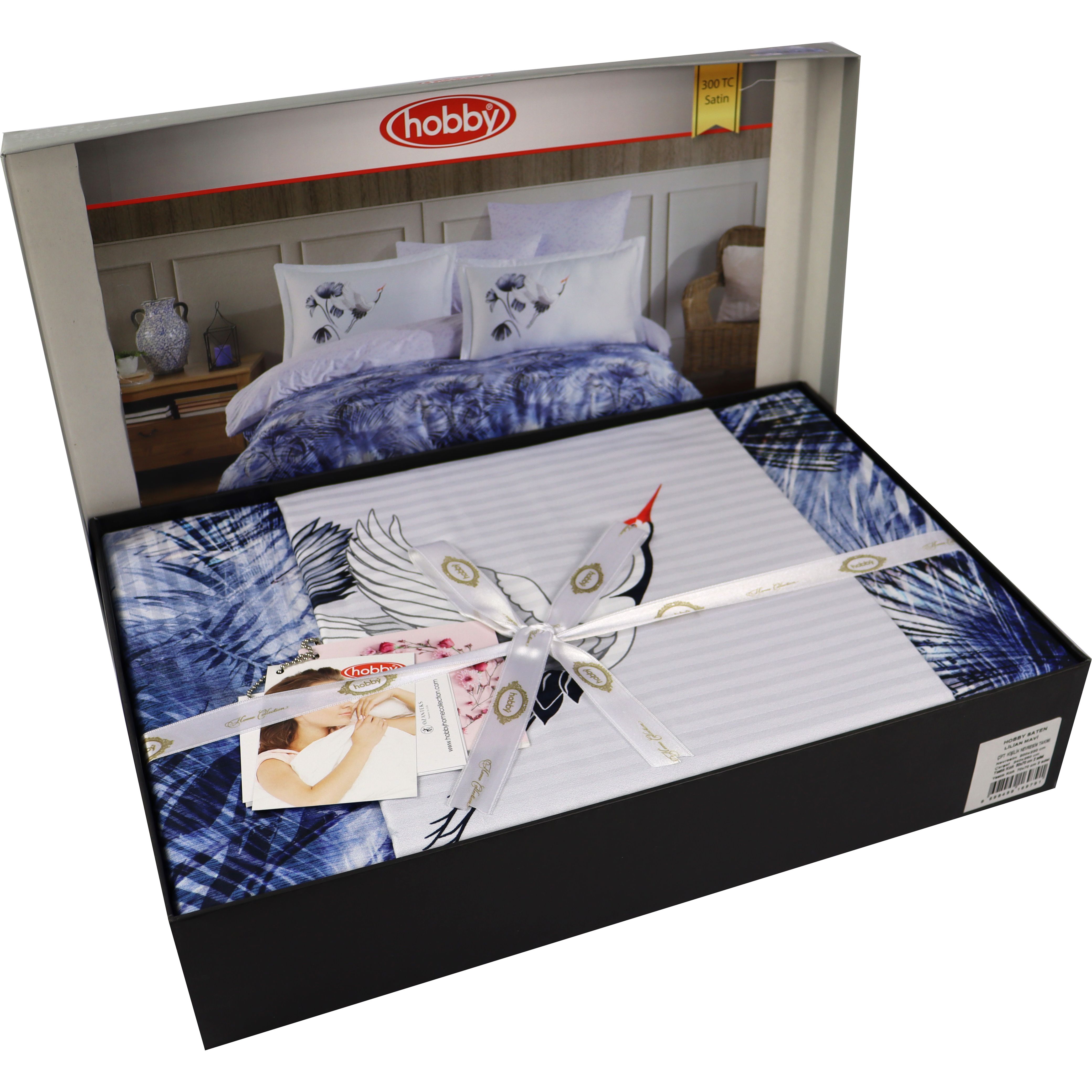 Комплект постельного белья Hobby Premium Sateen Lilian евро синий (606518_2,0) - фото 6