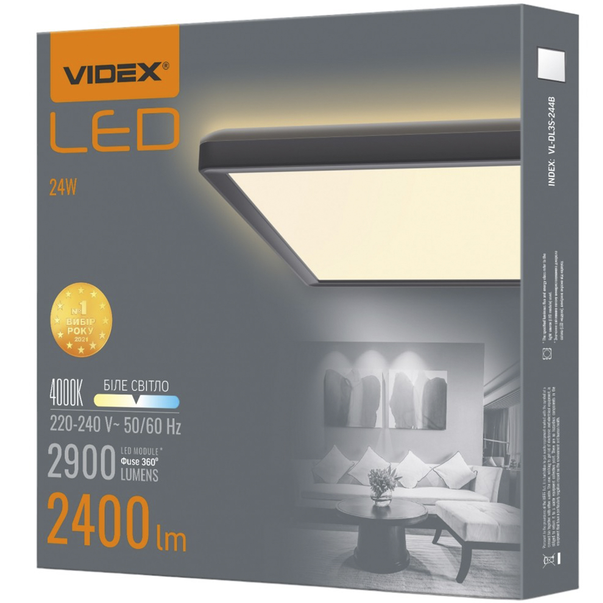Светильник Videx LED DL3S 24W 4000K с декоративной подсветкой квадратный черный (VL-DL3S-244B) - фото 1