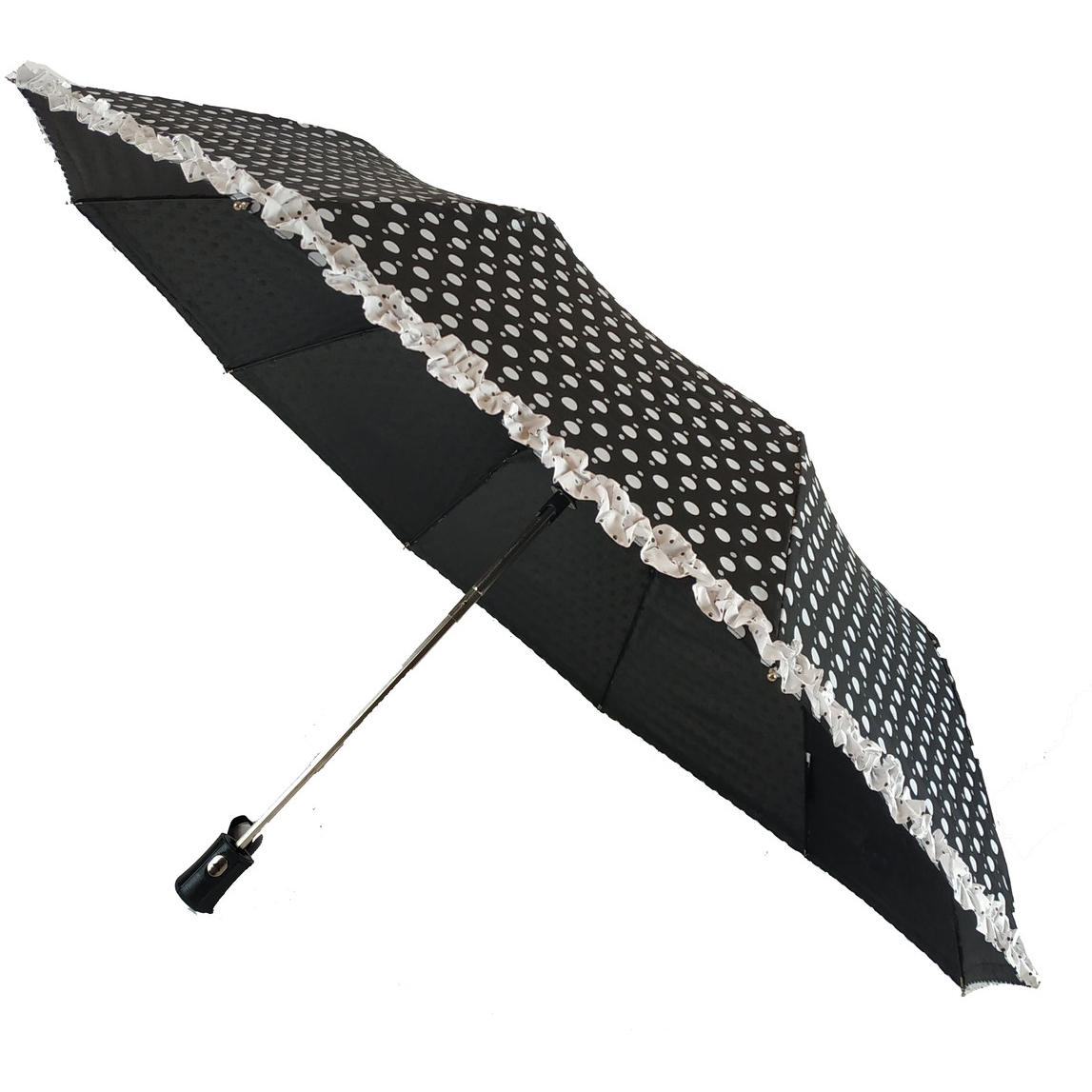 Женский складной зонтик полуавтомат S&L 101 см черный - фото 1