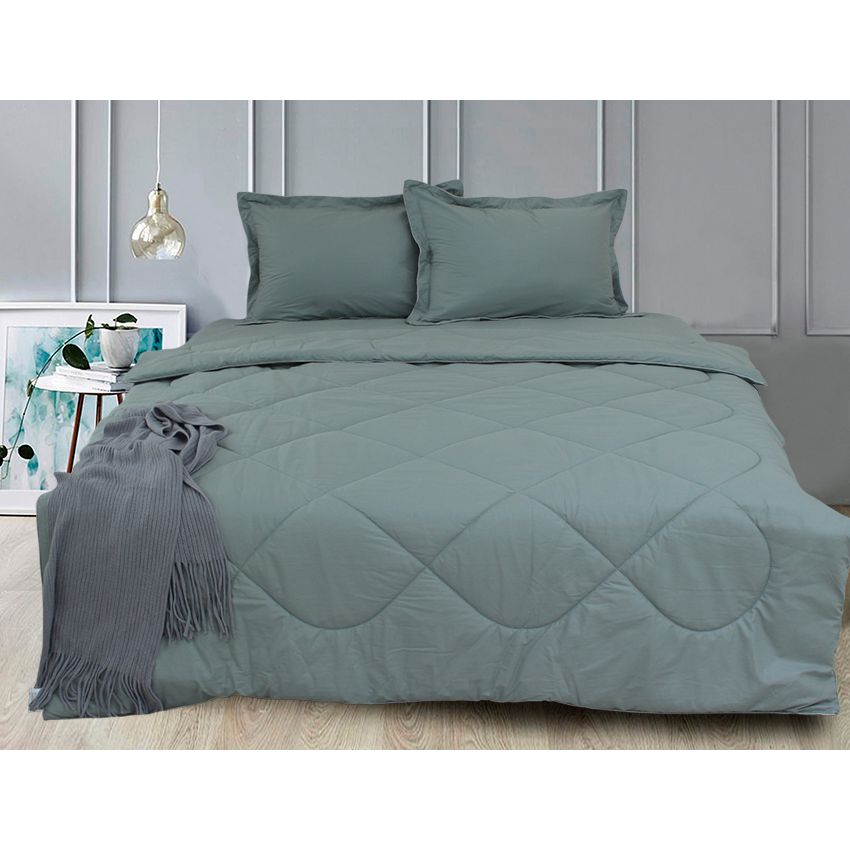 Комплект постельного белья TAG Tekstil 2-спальный Серо-зеленый 000163668 (Green Grey) - фото 1