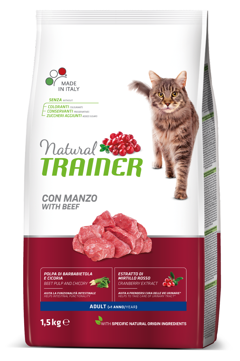 Сухой корм для кошек Trainer Natural Super Premium Adult with Beef, с телятиной, 1.5 кг - фото 1