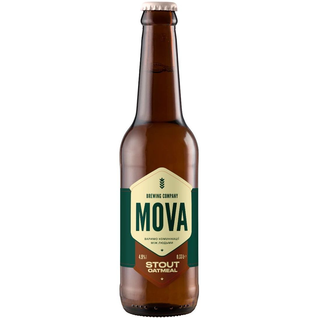 Пиво MOVA Stout Oatmeal, темное, нефильтрованное, 4,9%, 0,33 л - фото 1